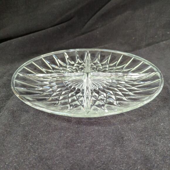 Vintage Anchor Hocking Crown Point 10" Round 4 Part Relish Pickle Tidbit Dish - Picture 7 of 11